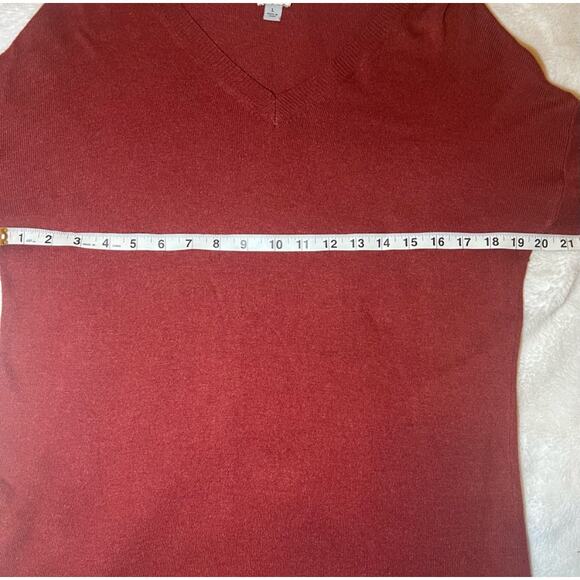 Maroon A New Day Long Sleeve Knit Lightweight V-Neck Sweater Size Large - Picture 8 of 8